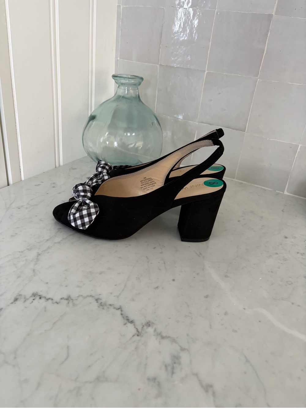 9 West Suede Slingback PeepToe NWT